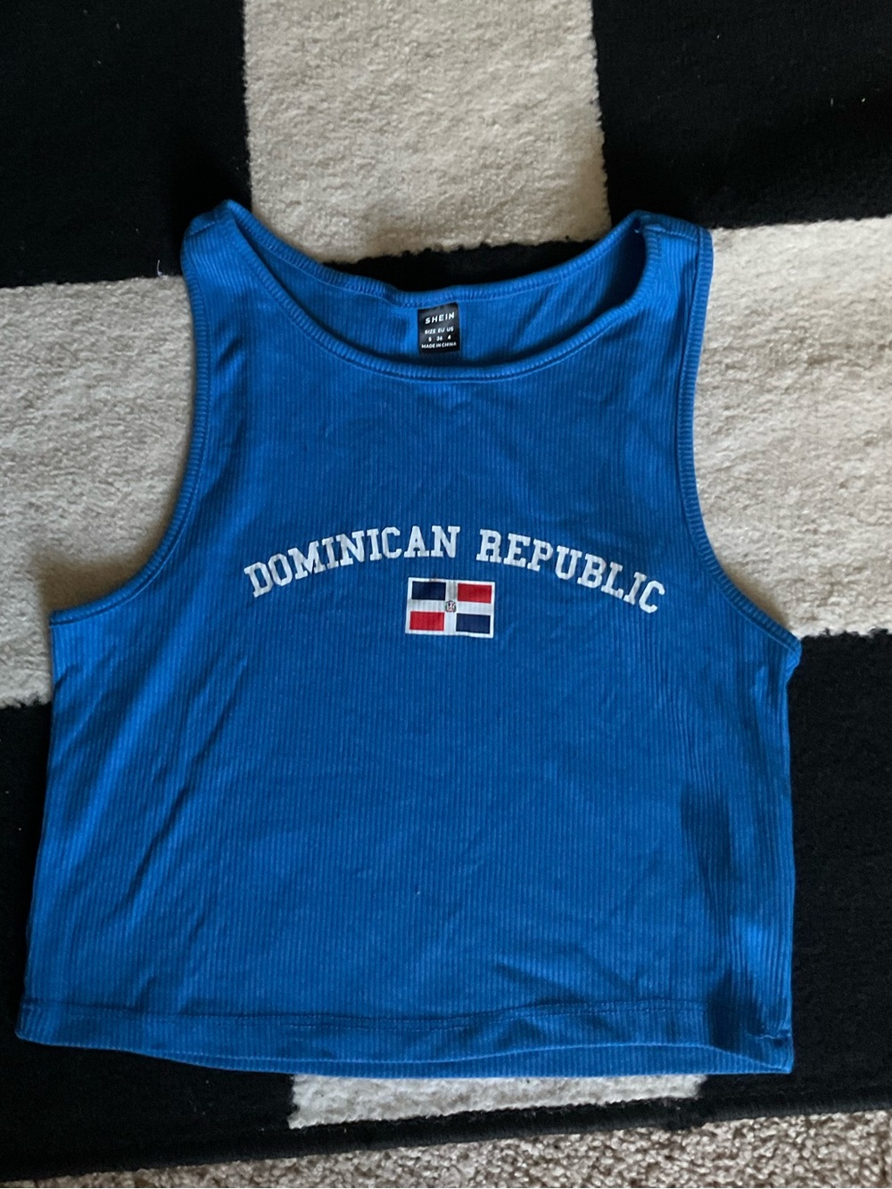 Dominican Republic Blue Crop Tank Top for Kids - Flag Graphic